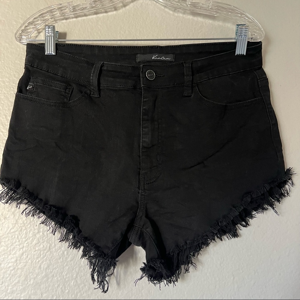 KanCan • Black Cutoffs Frayed Hem High Rise Jeans Shorts Size 11/29